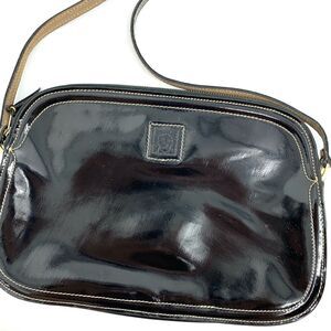 Anne Klein black patent shoulder bag purse